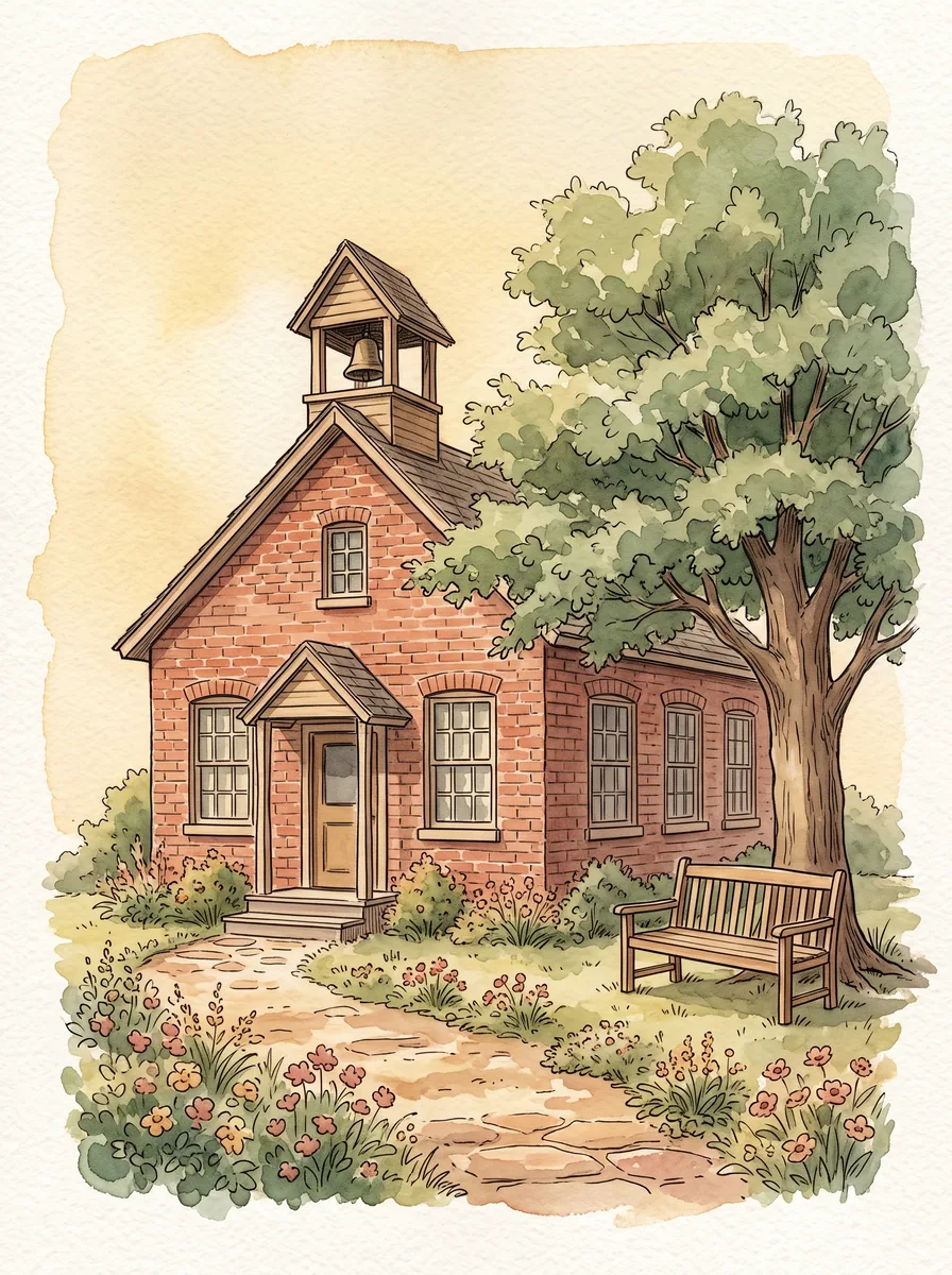 Watercolor illustration of a close-knit school community